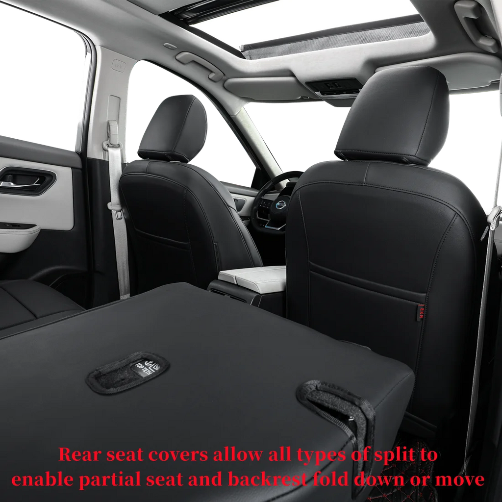 Black Leatherette Car Seat Covers Full Set K833
