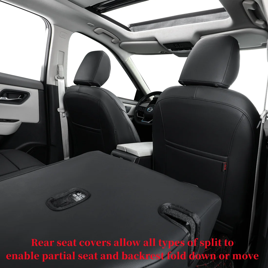 Black Leatherette Car Seat Covers Full Set K833
