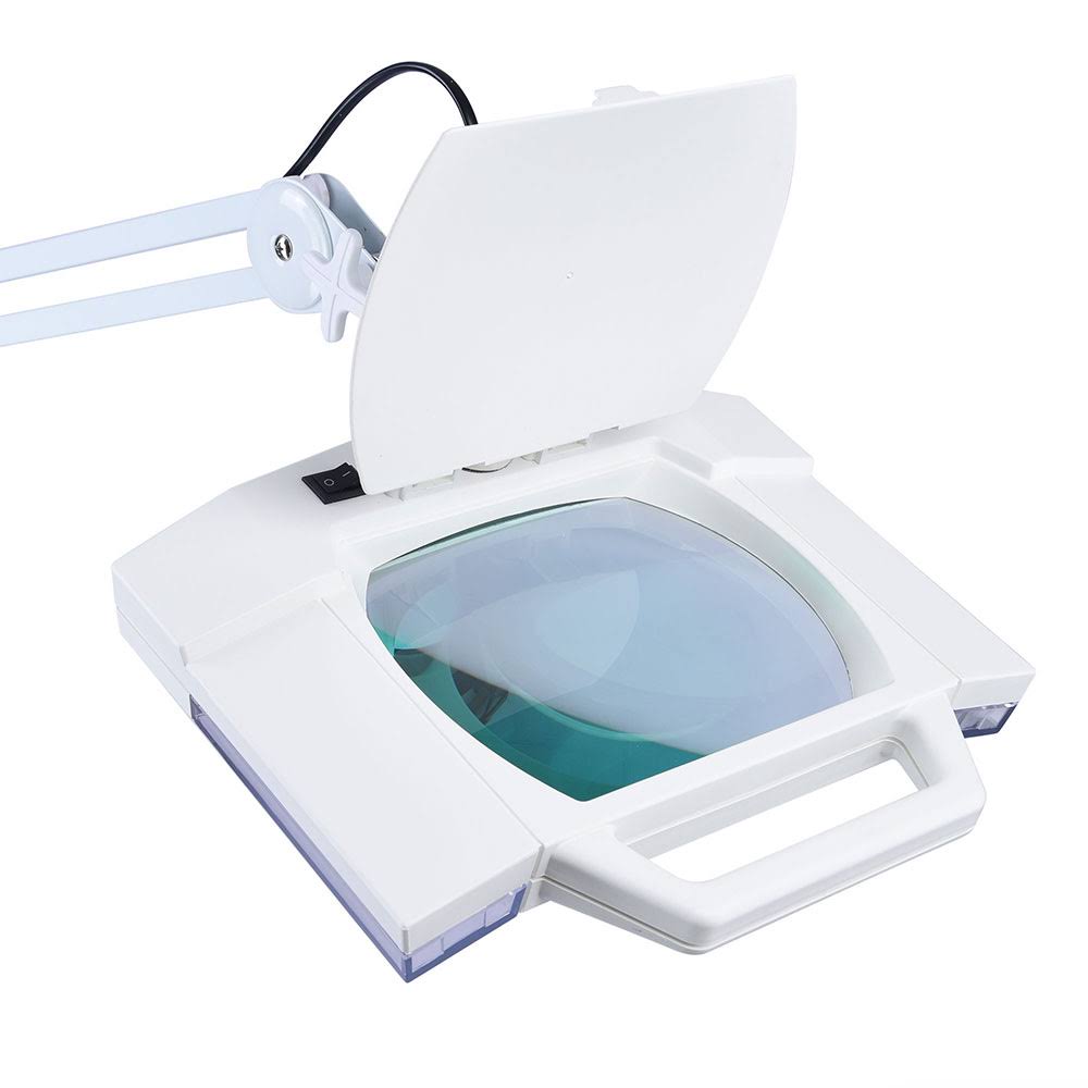 5X Magnification Rolling Floor Stand Magnifying Magnifier LED Lamp Square Salon Equipment T45805