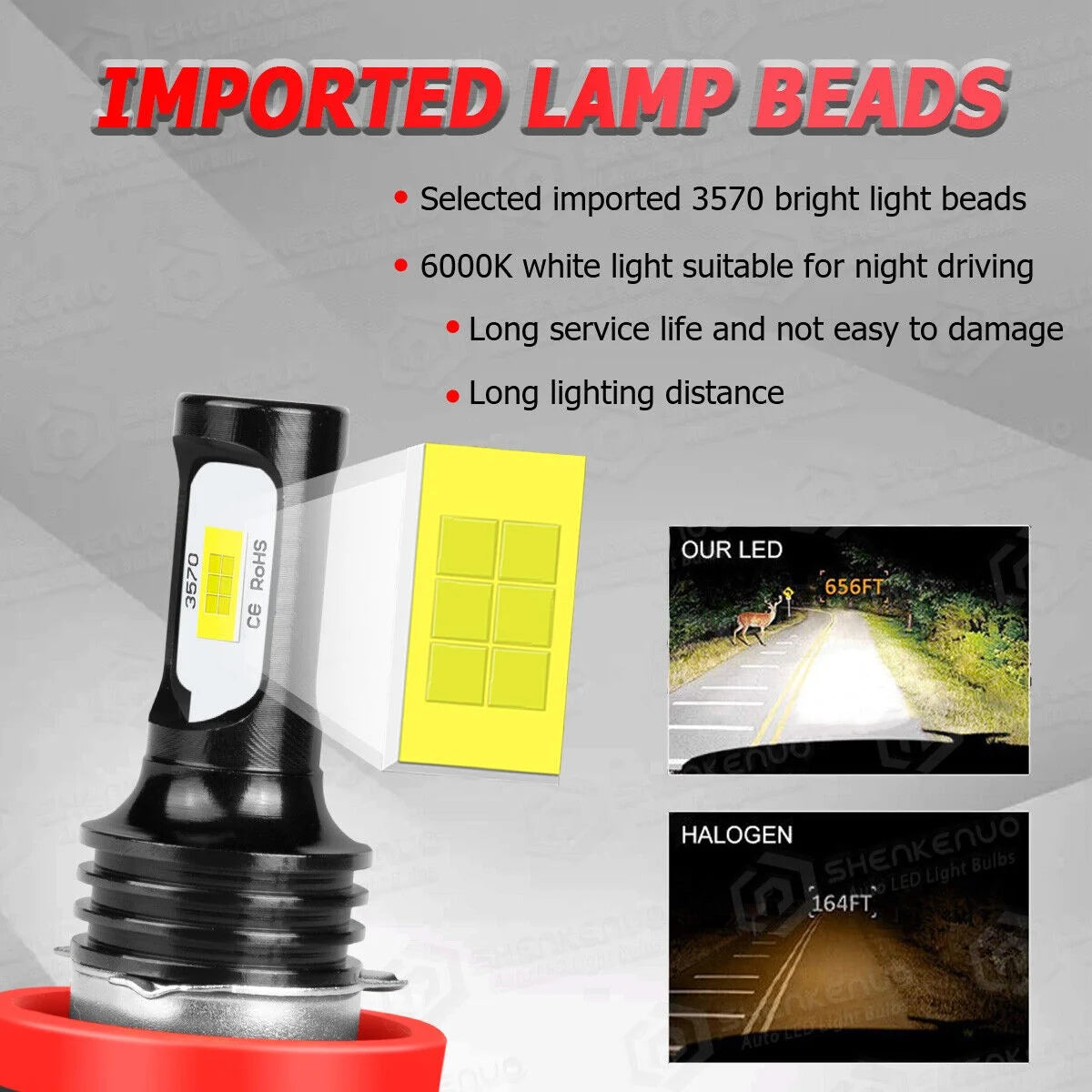 6x LED Headlights Hi/Low Beams + Fog Lights Combo F905