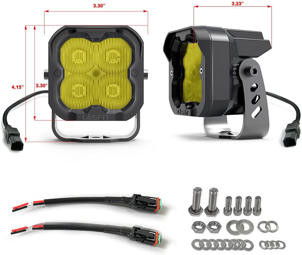 Yellow LED Pod Lights 3 inch 2pcs 18W 3700K Offroad Lighting T543405