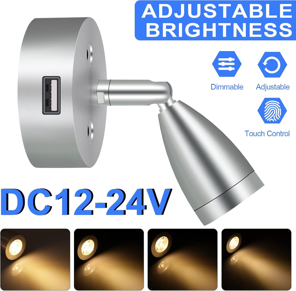 4PCS DC12-24V LED Aluminum Dimmable Warm White Reading Lamp Z118687
