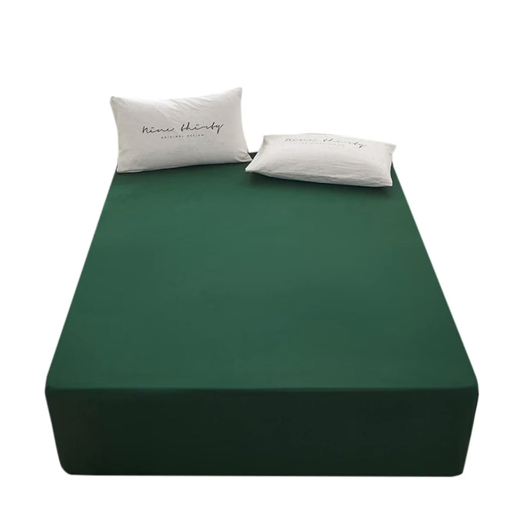 Dark Green Microfiber Queen Fitted Sheet, Deep Pocket 15 Inch E760249
