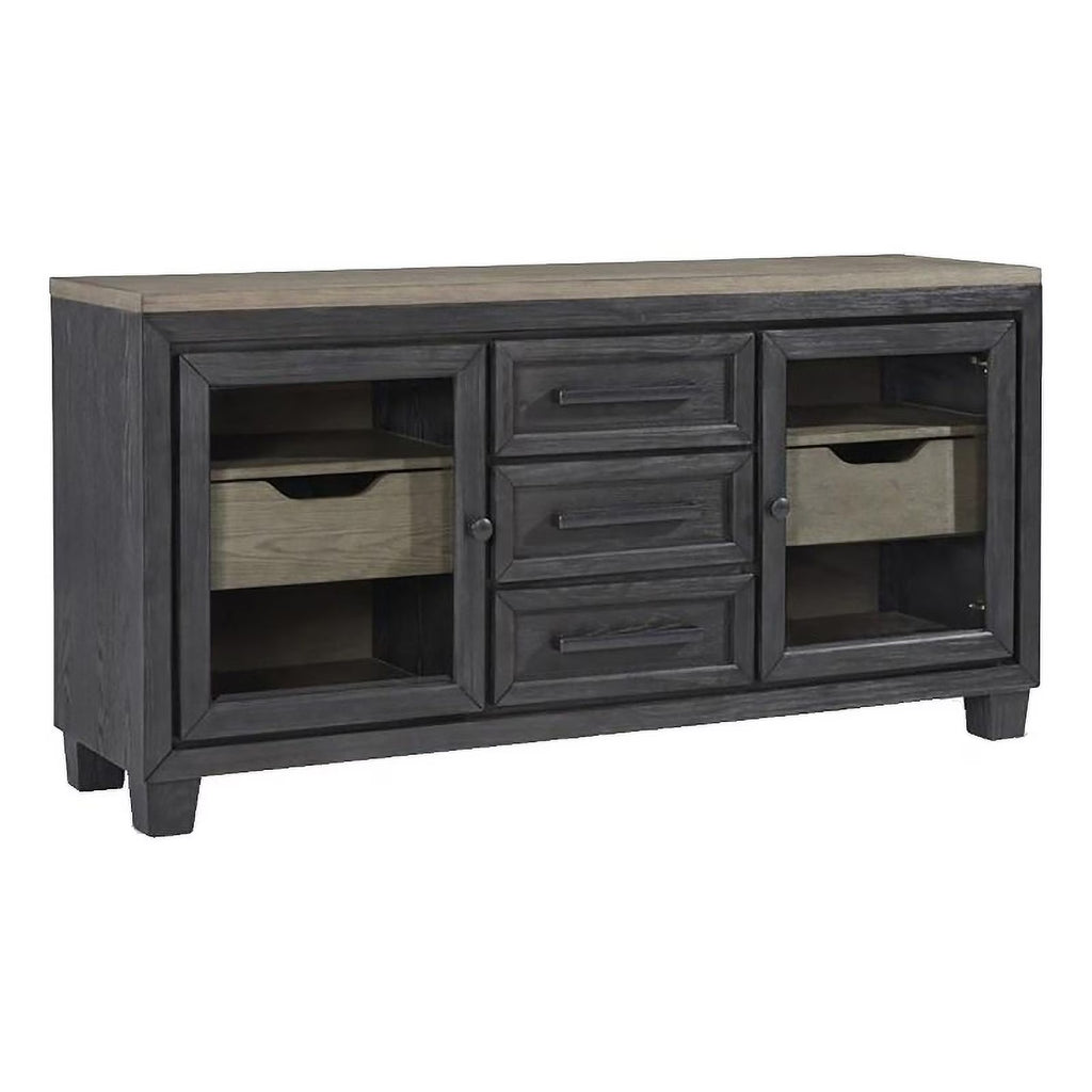 Grayish Brown and Black Wood Dining Server E81817
