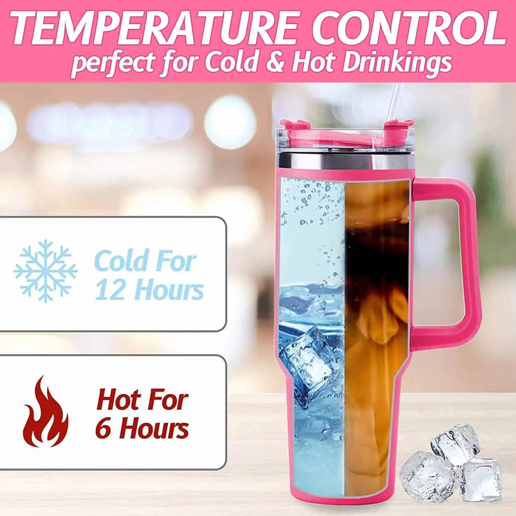 40 oz Stainless Steel Insulated Tumbler with Straw and Handle R1839
