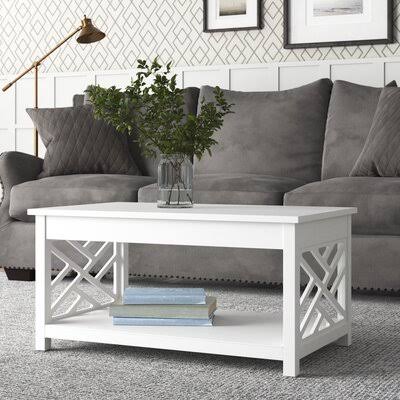 White Coffee Table with Storage M43594
