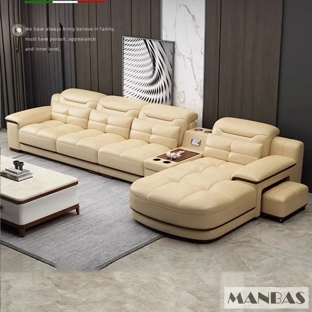 Modern Sectional Sofa Set with Cup Holder, USB, Adjustable Headrests & Bluetooth Speaker C99293