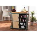Dark Green and Natural Wood Kitchen Storage Cart Z235551