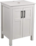 White 24 Inches Bathroom Vanity with 2 Doors Tempered Glass Sink Top Z790