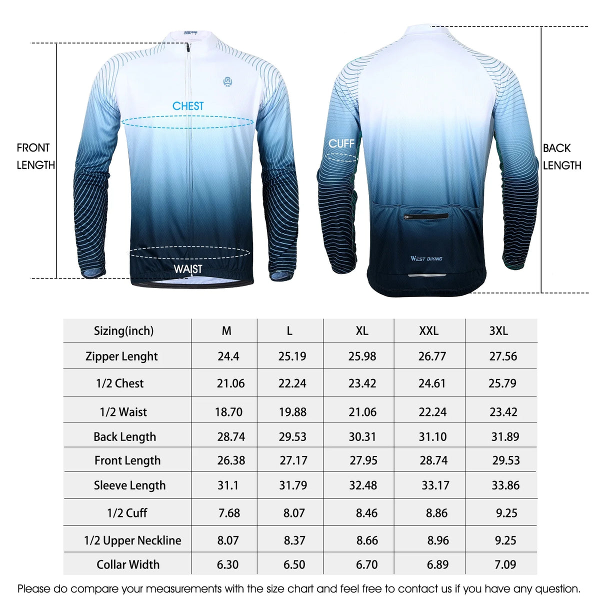 White Long-Sleeved Cycling Jersey J21203