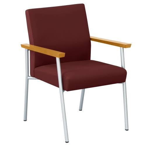 Uptown Guest Chair in Vinyl Taupe Vinyl/Natural Finish Arms/Silver Frame Y9463