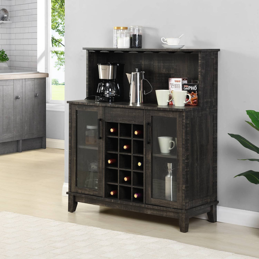 Charcoal Wine Bar Cabinet with Glass Doors M35619