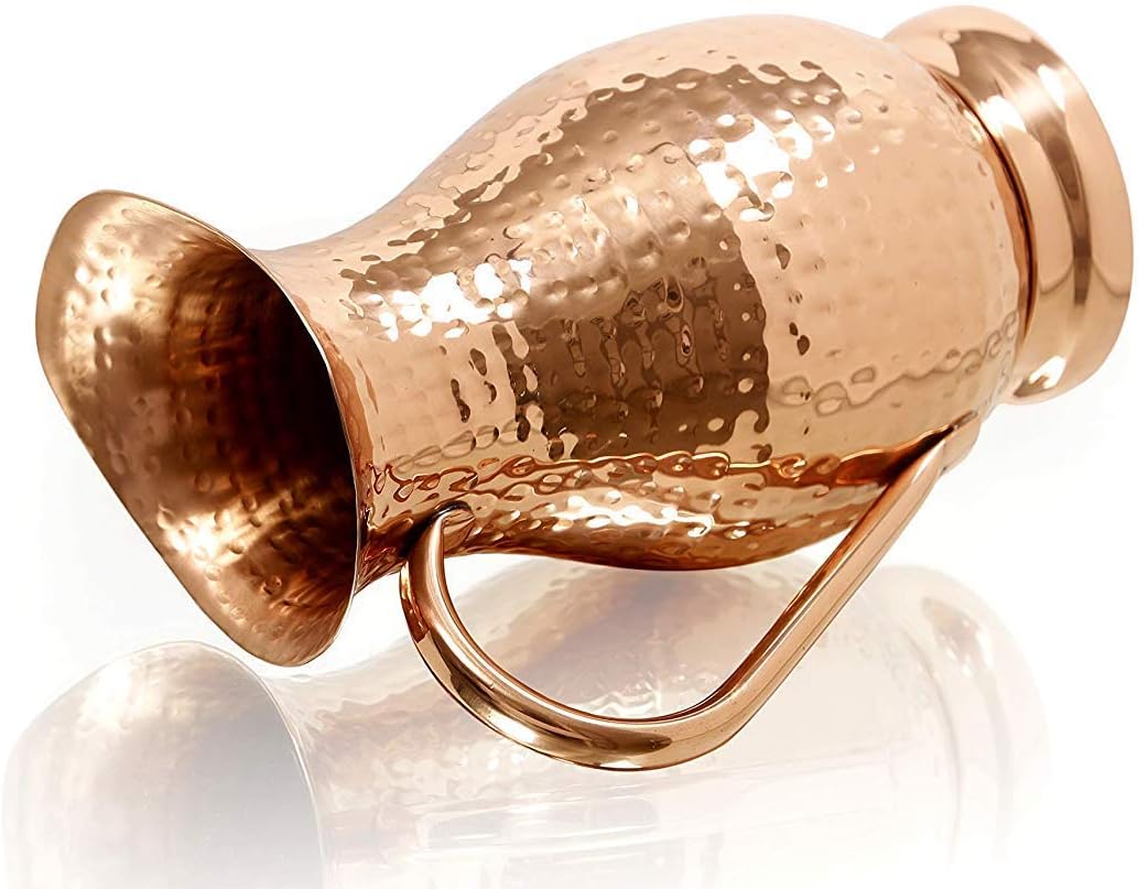 Copper Pitcher with Lid, Hammered Jug, 70 Oz, Pack of 2 M260