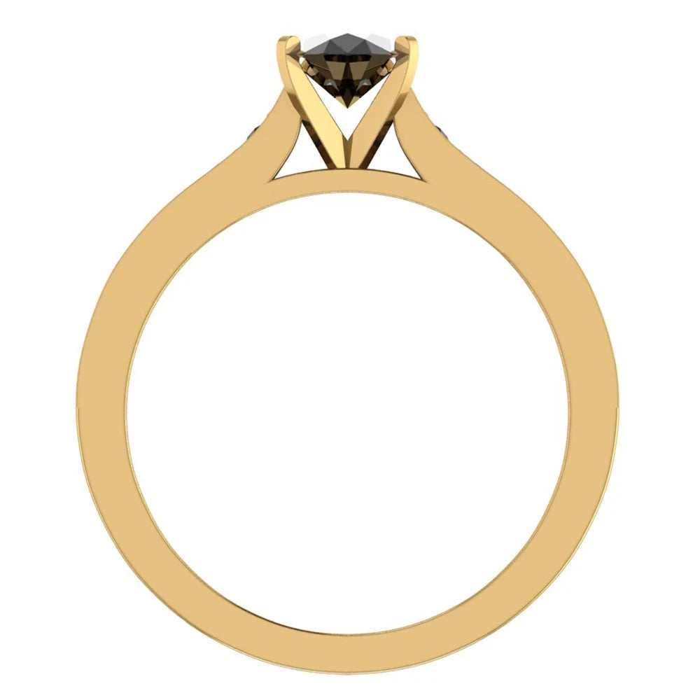 Black Diamond Engagement Ring Oval 1.00 Carat 14K Gold A5692