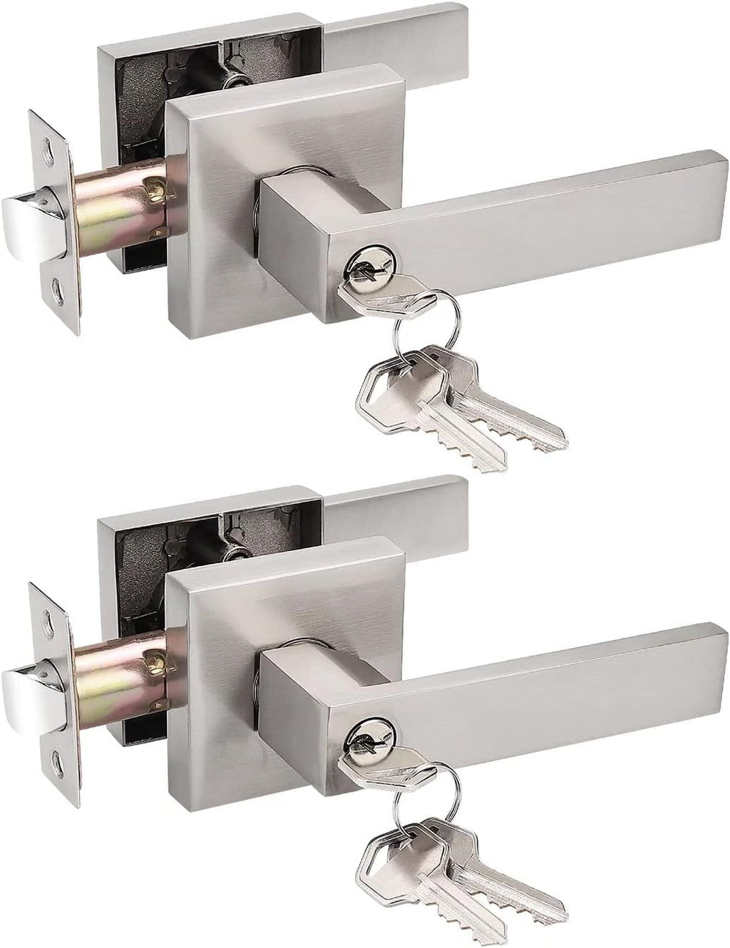 Pack of 10 Square Non-Turning Door Lever with Satin Nickel Finish P96119