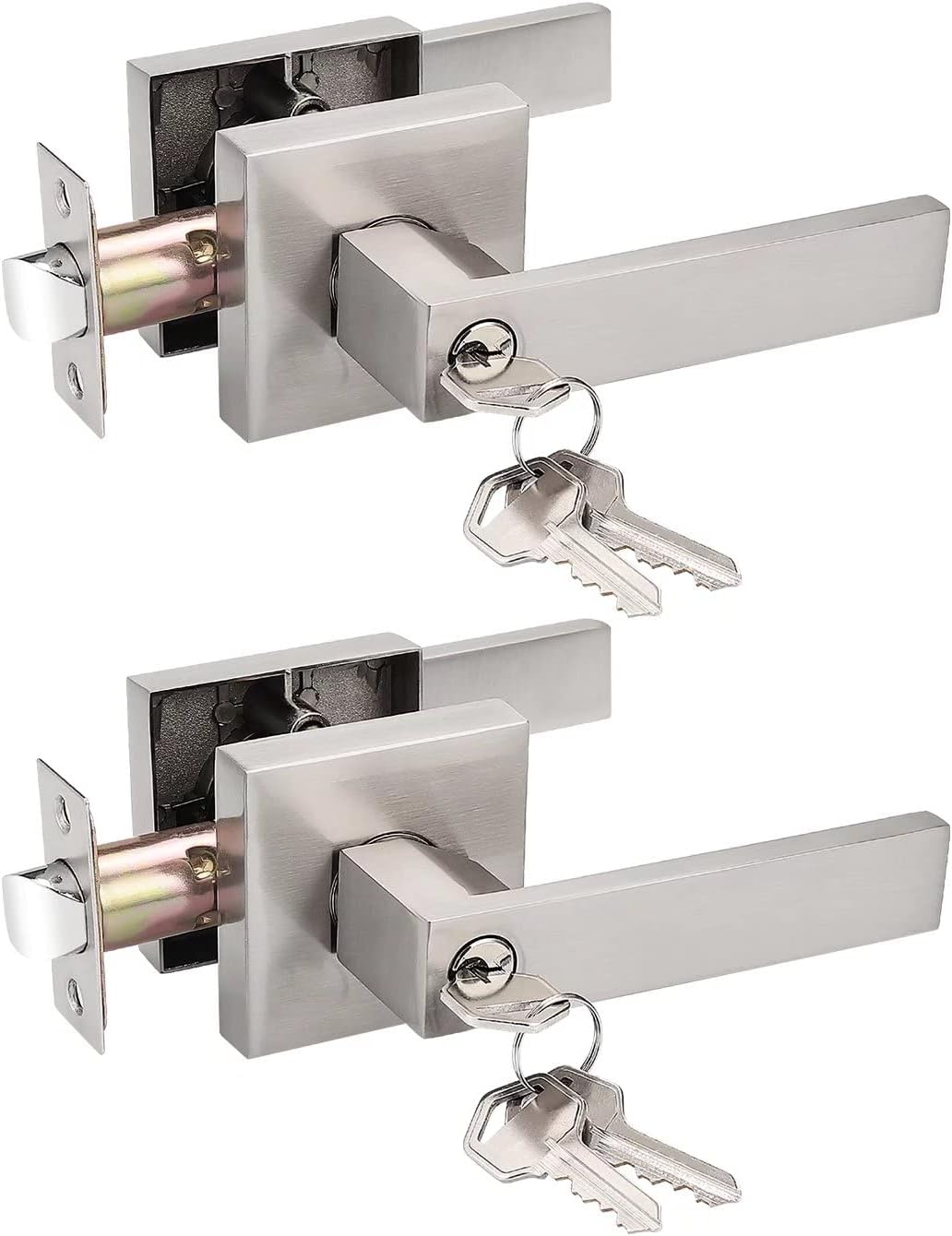 Pack of 10 Square Non-Turning Door Lever with Satin Nickel Finish P96119