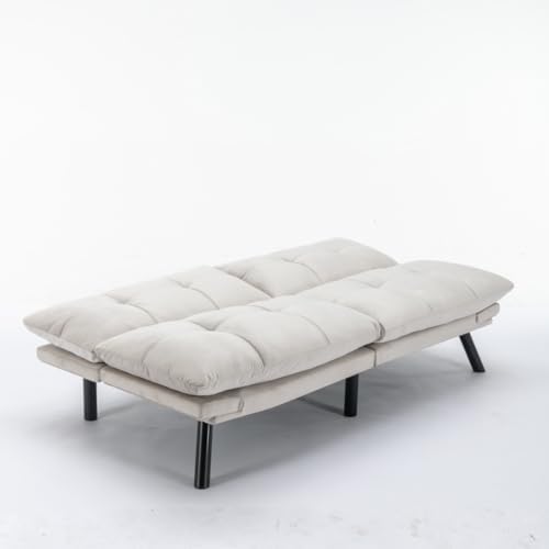 Velvet Convertible Sleeper Sofa Couch with Metal Legs M335