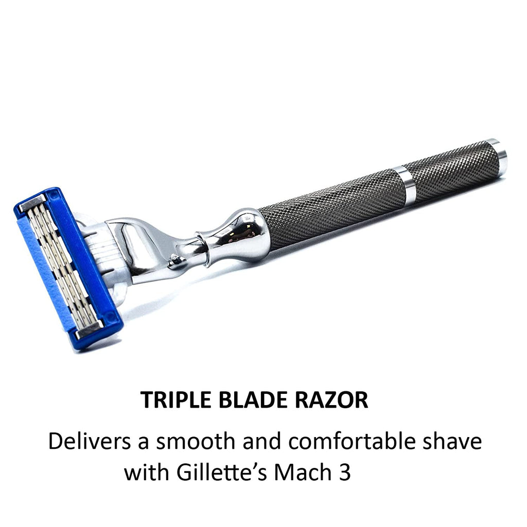 Heavyweight All-Metal Triple Blade Razor with One Gillette Mach 3 Razor Blade L5901
