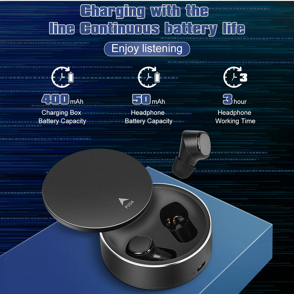 True Wireless Earbuds with Mic Bluetooth Headphones - Black G92665