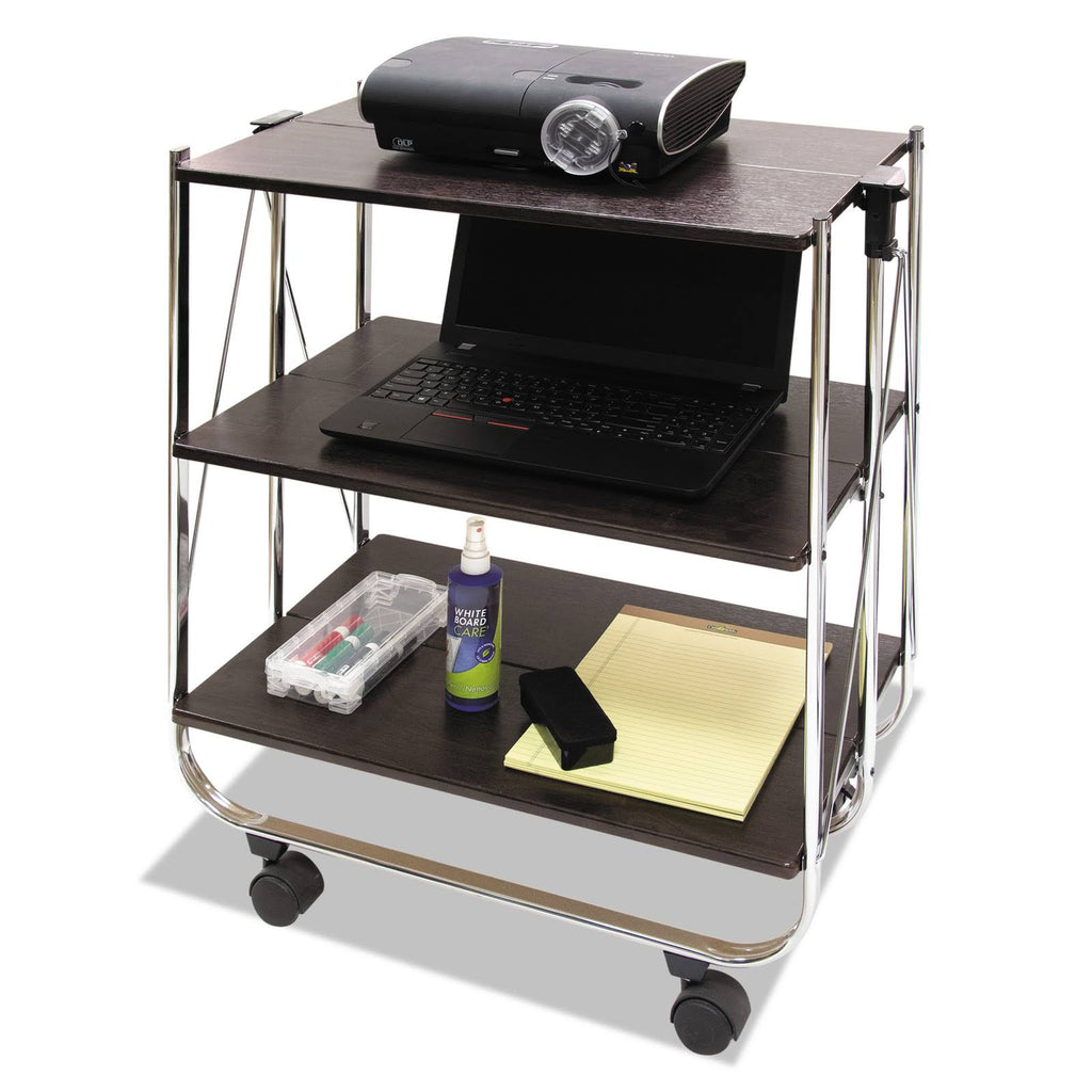 Click-N-Fold Utility Cart, 26 1/2W x 15 3/4d x 31 1/2h, Chrome/Brown D466959