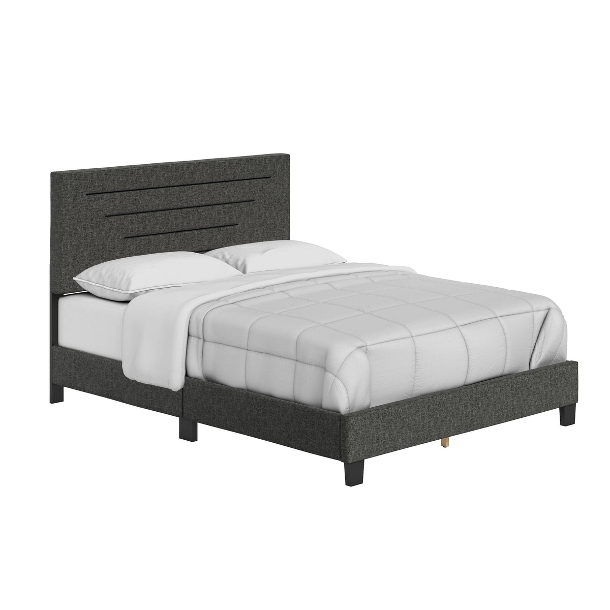 Charcoal Full Linen Bed Frame S3108