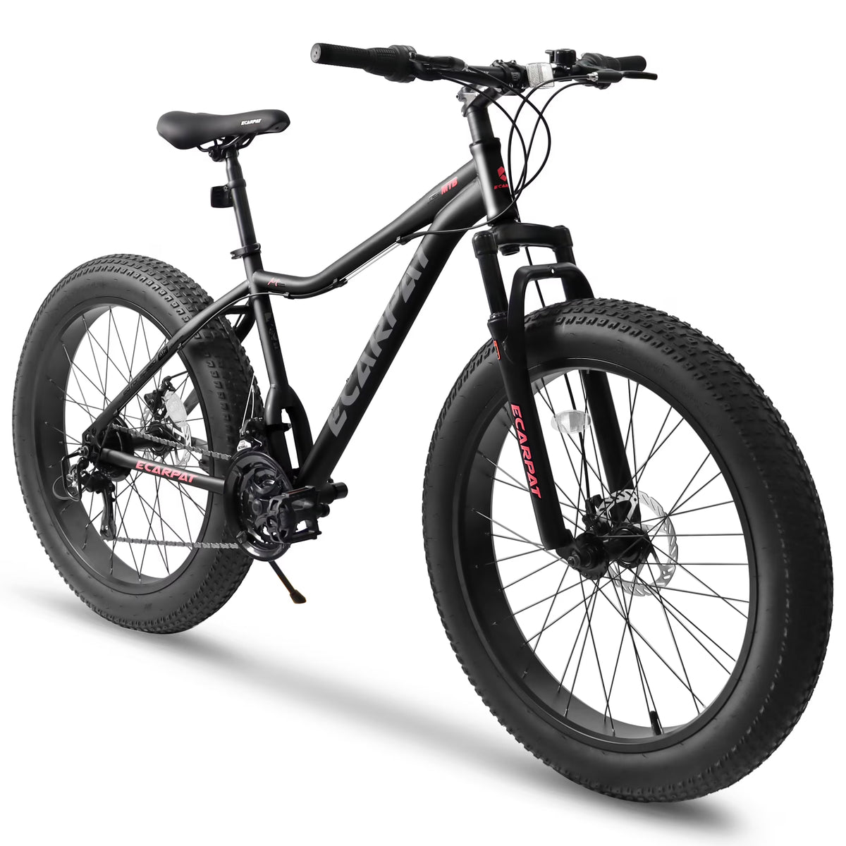 26 Inch Fat Tire Mountain Bike with 4-Inch Wide Wheels, 21-Speed Carbon Steel Frame X547