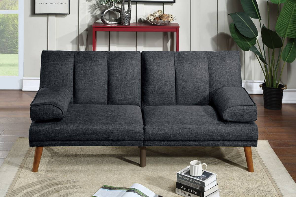 Black Polyfiber Adjustable Sofa Bed Q695