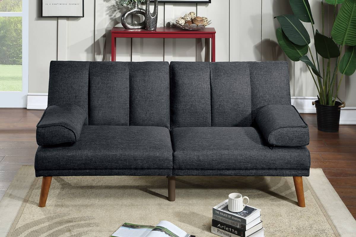 Black Polyfiber Adjustable Sofa Bed Q695
