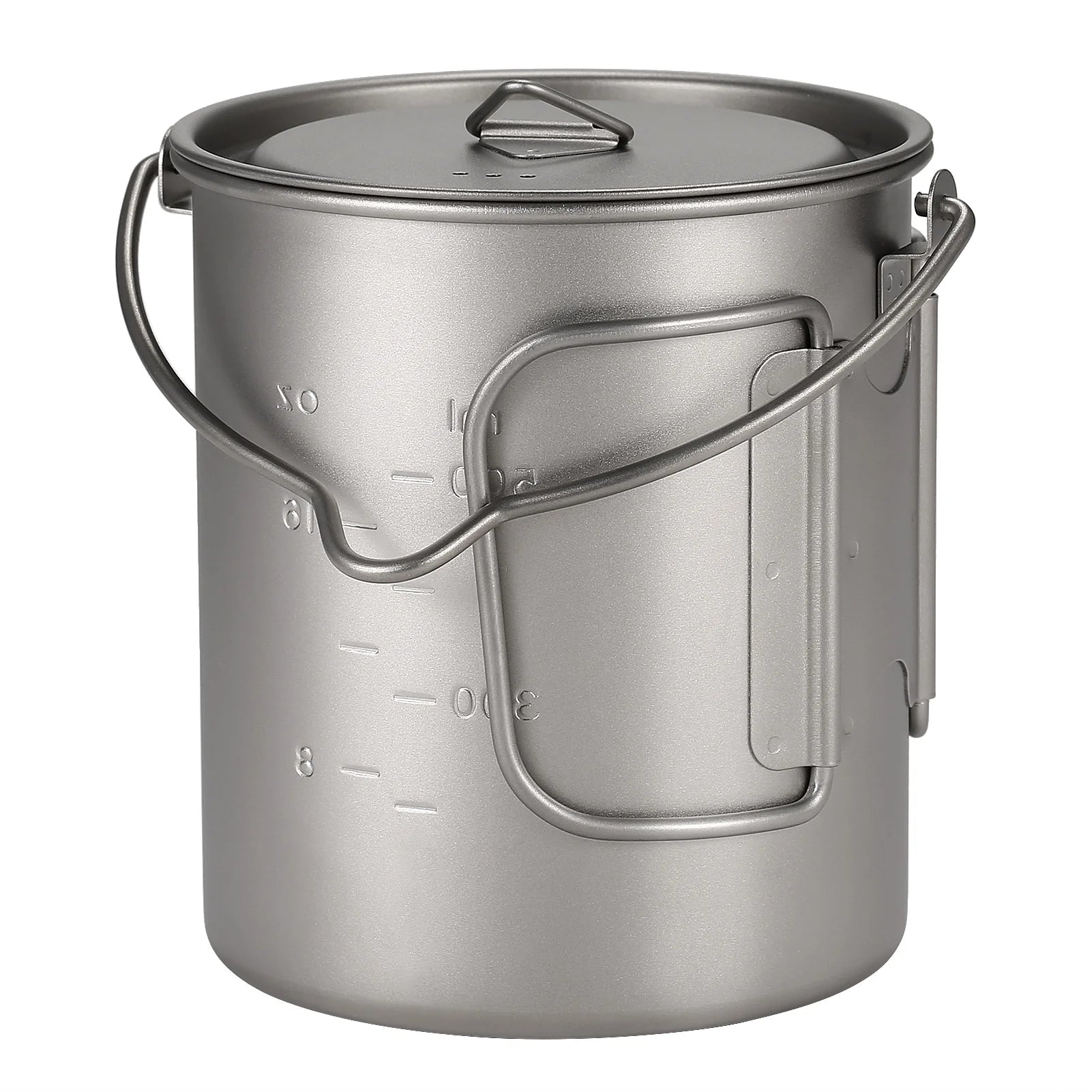 Ultralight 750ml Titanium Pot with Lid and Foldable Handle E6964