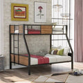 Twin-Over-Full Bunk Bed with Metal Frame, Ladder and Guard Rail, Brown L398017