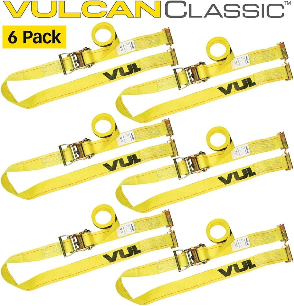 Ratchet Strap for E Track, 12 Foot, 6 Pack, Yellow, 1,333 Pound Safe Working Load N13263