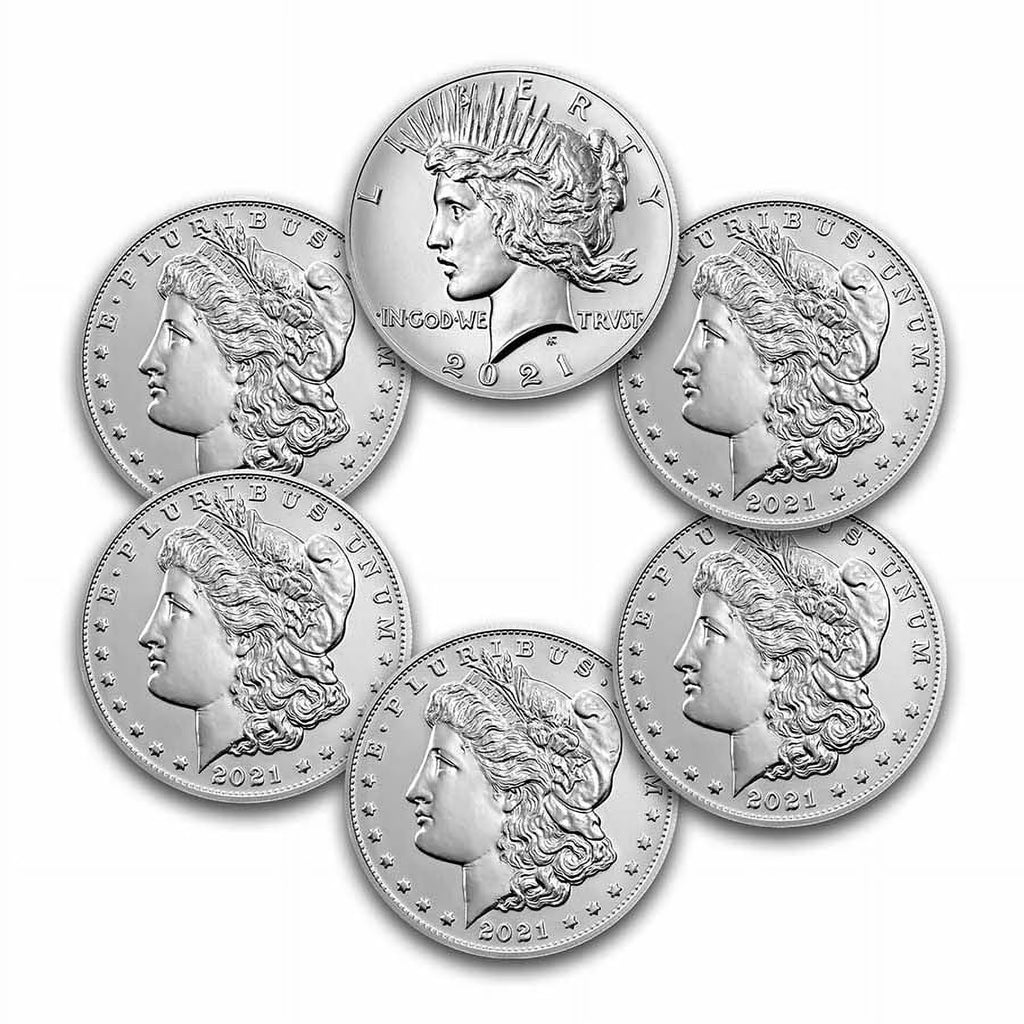 6-Coin 2021 Silver Morgan and Peace Dollar Set L36853