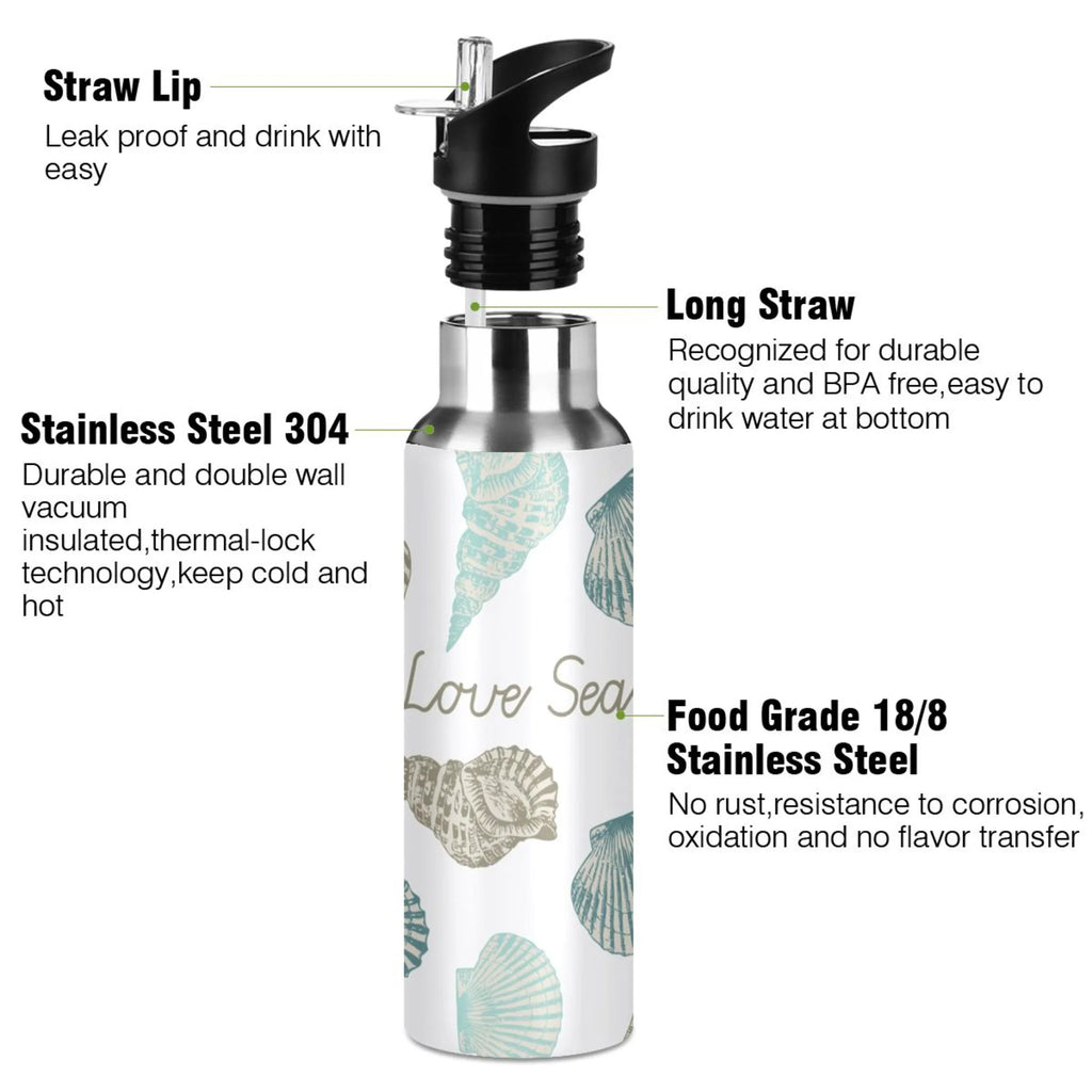 Stainless Steel Insulated Water Bottle with Straw Lid U70321