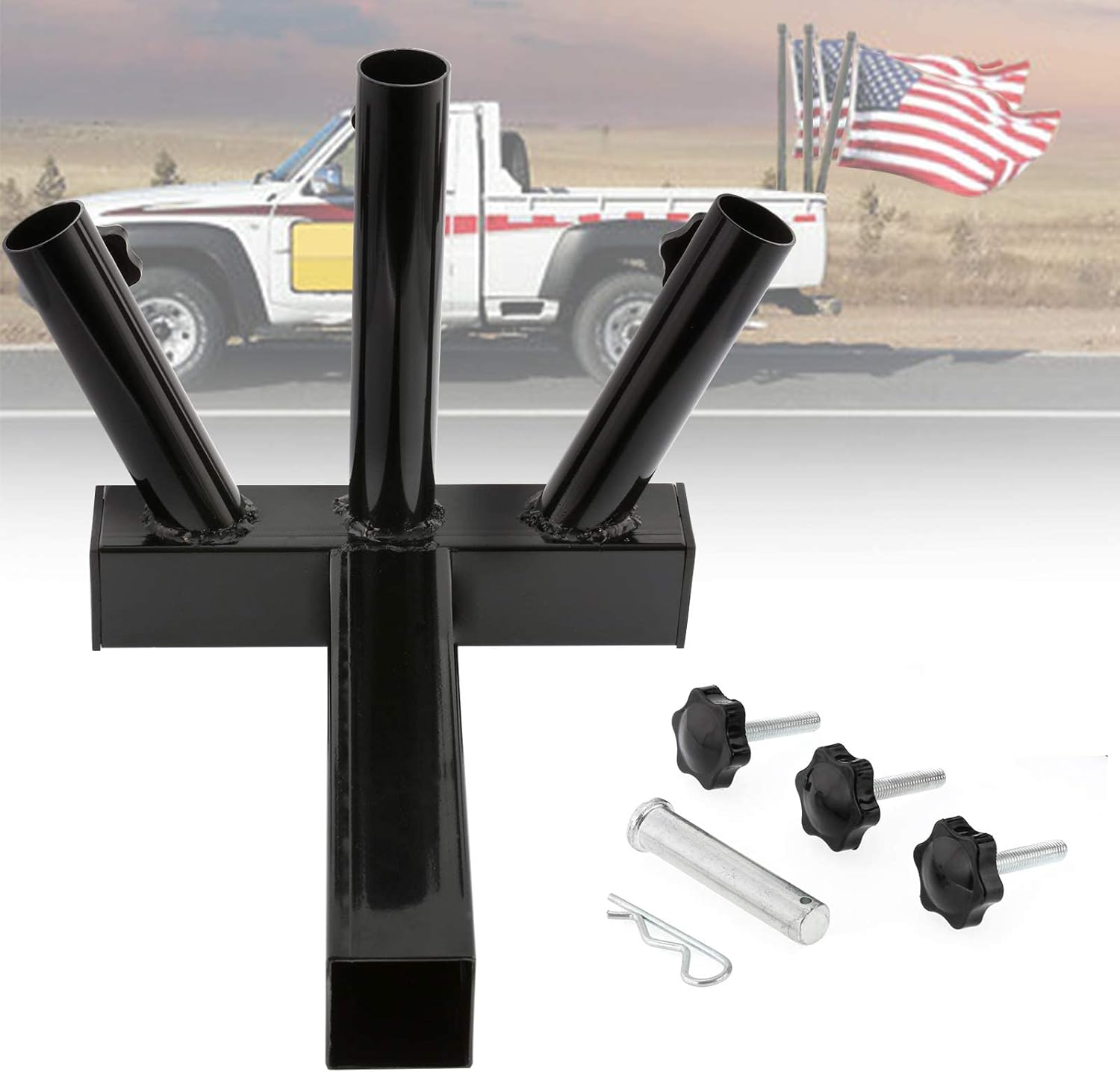 Hitch Mount 3 Flagpole Holder for 2 Inch Trailer Receiver Q25604