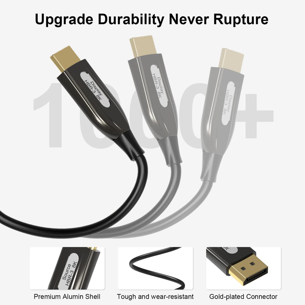 8K DisplayPort Fiber Optic Cable 100ft/30m, Braided D645206