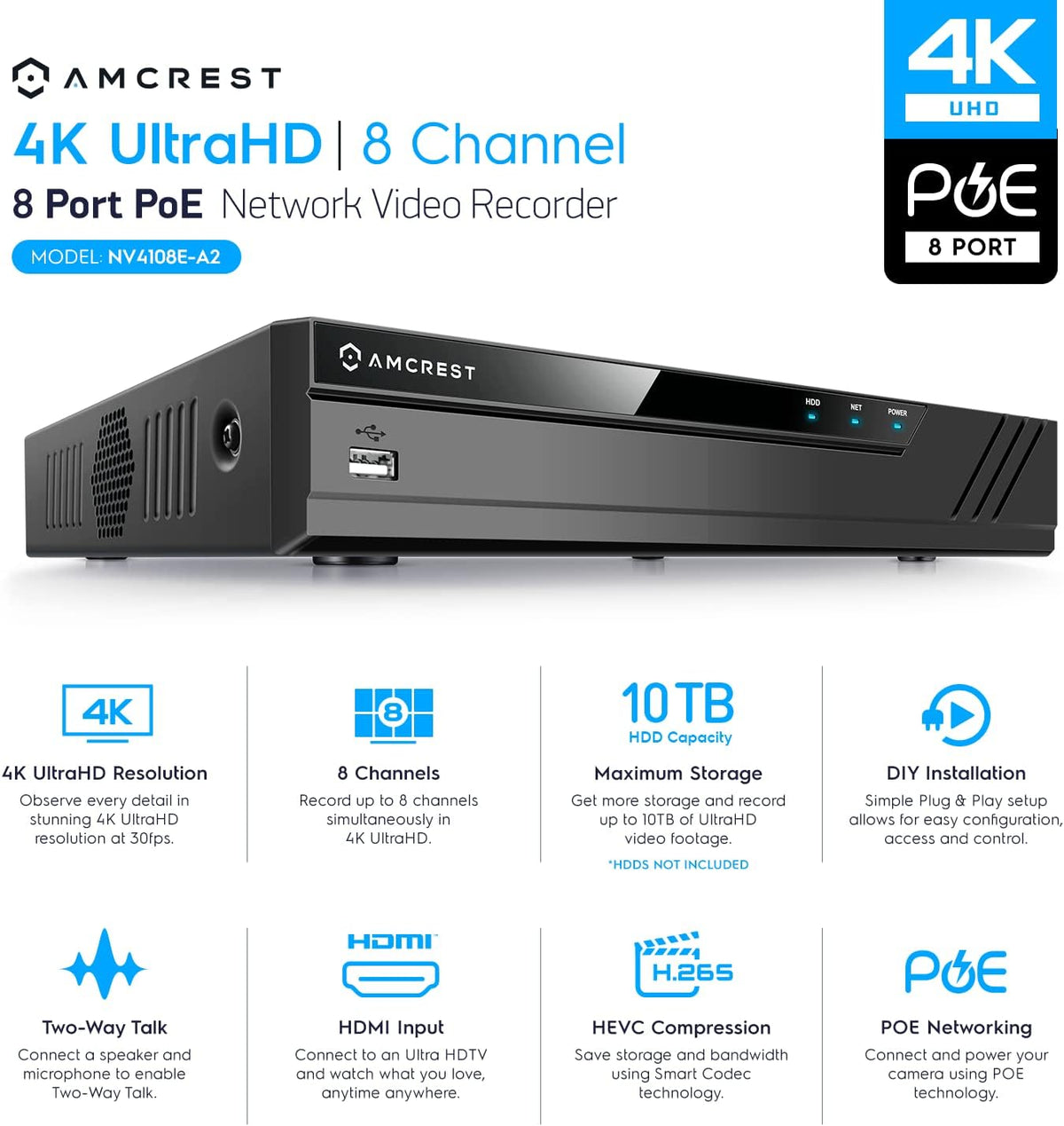 4K 8CH POE Network Video Recorder I19488