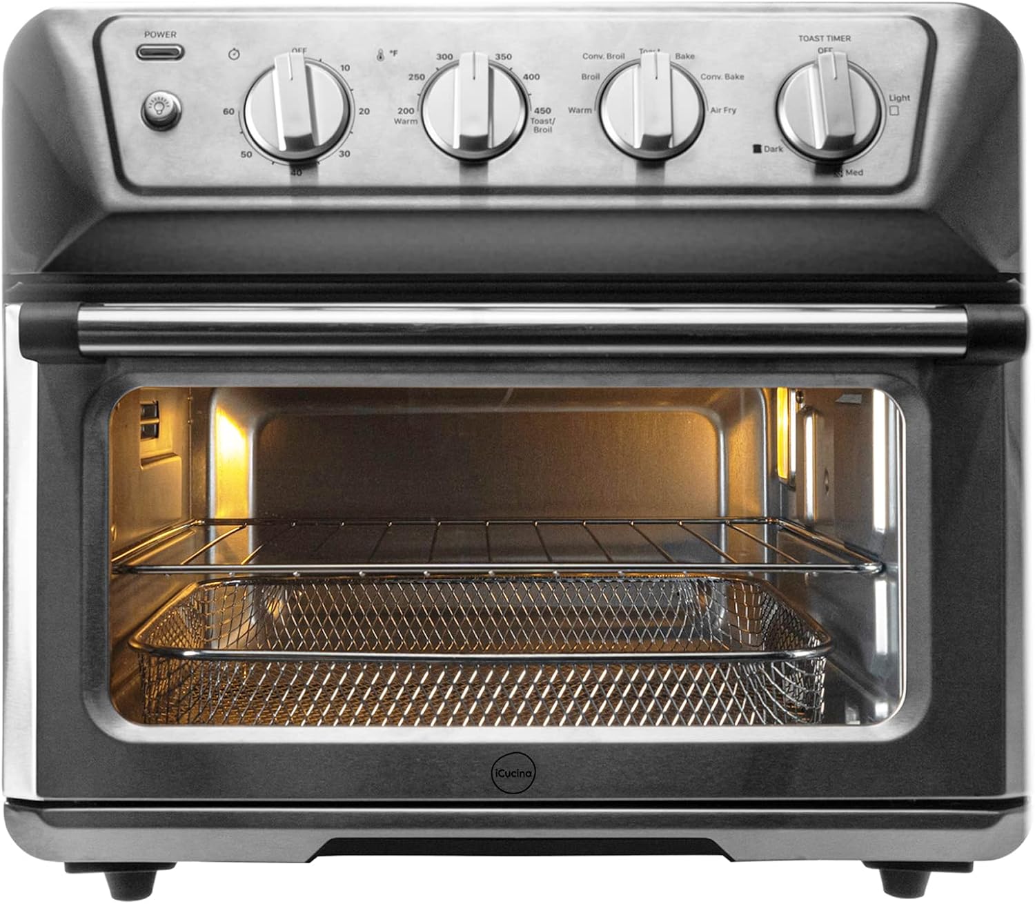 7-in-1 Toaster Oven Air Fryer Combo with Stainless Steel Accessories L139