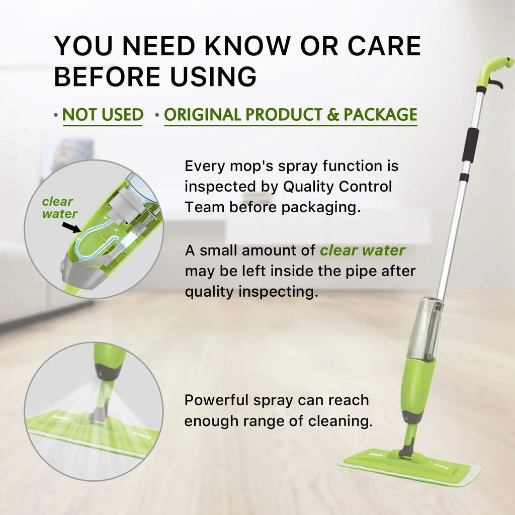 Microfiber Spray Mop with 2 Refillable Water Bottles, 4 Washable Mop Pads, 650 ml V22447