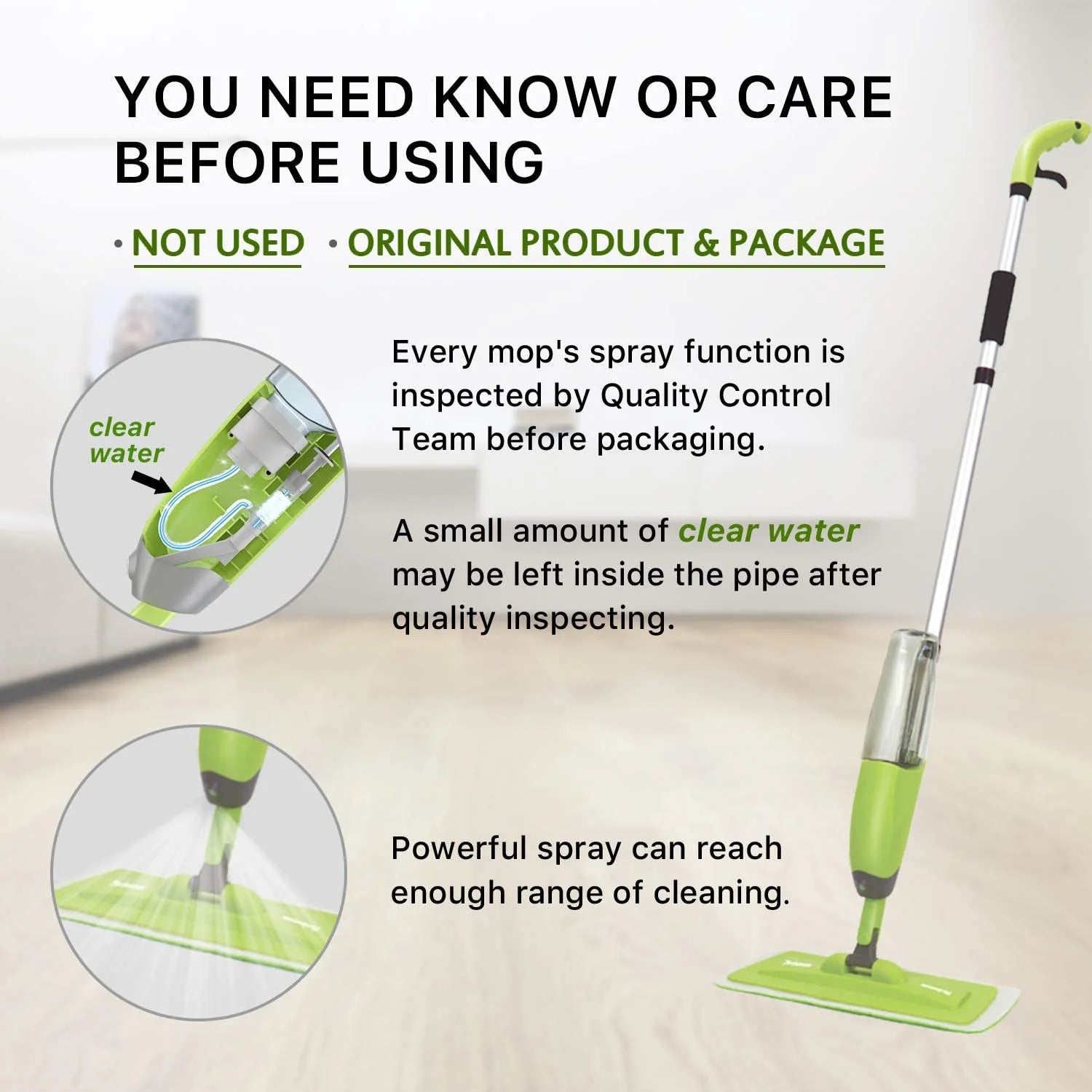 Microfiber Spray Mop with 2 Refillable Water Bottles, 4 Washable Mop Pads, 650 ml V22447