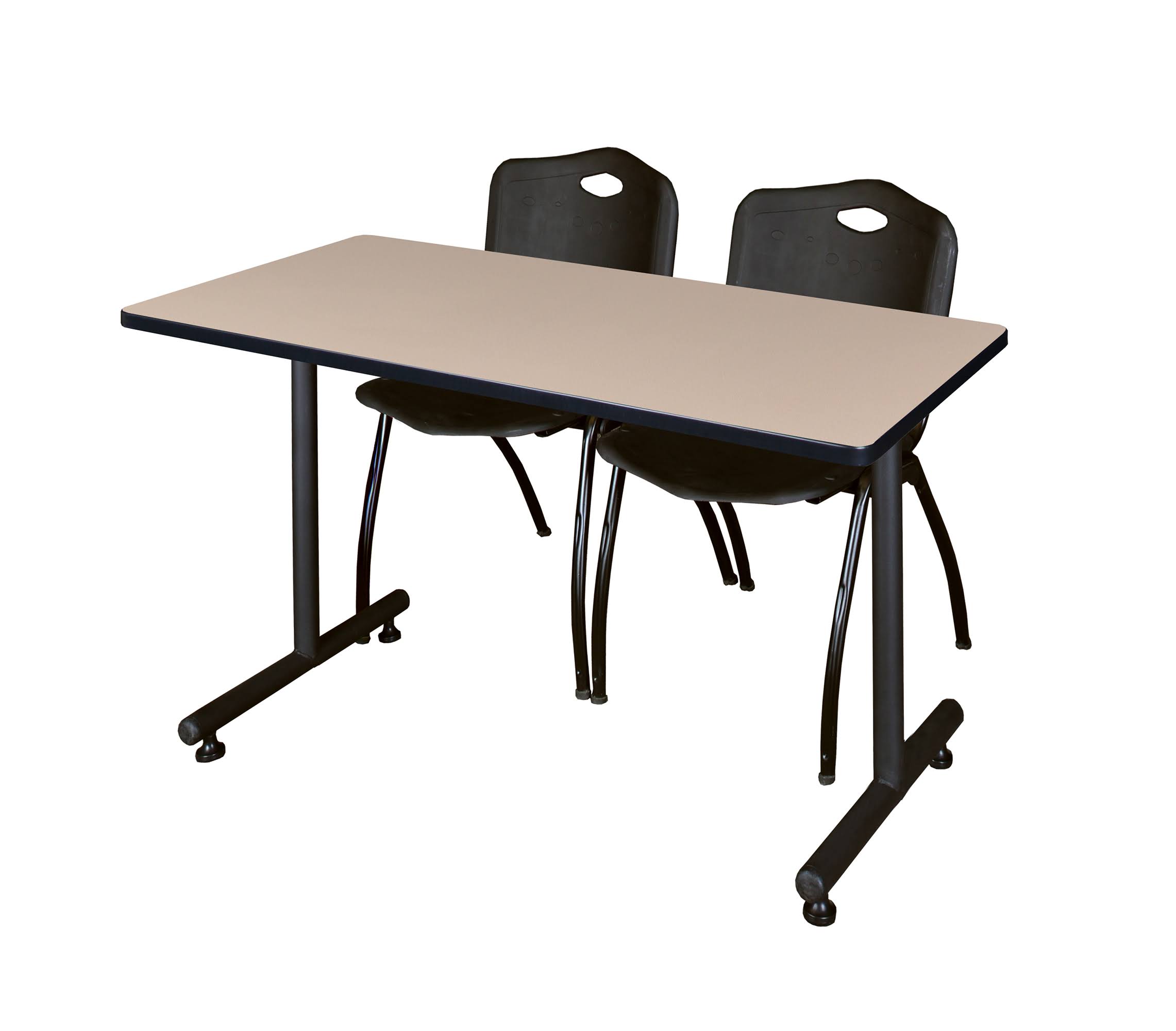 Mahogany Training Table and 2 Stack Chairs X598