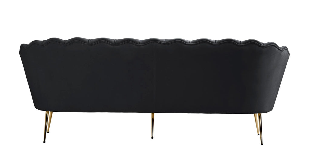 Black Velvet Channel Tufted Sofa F16524