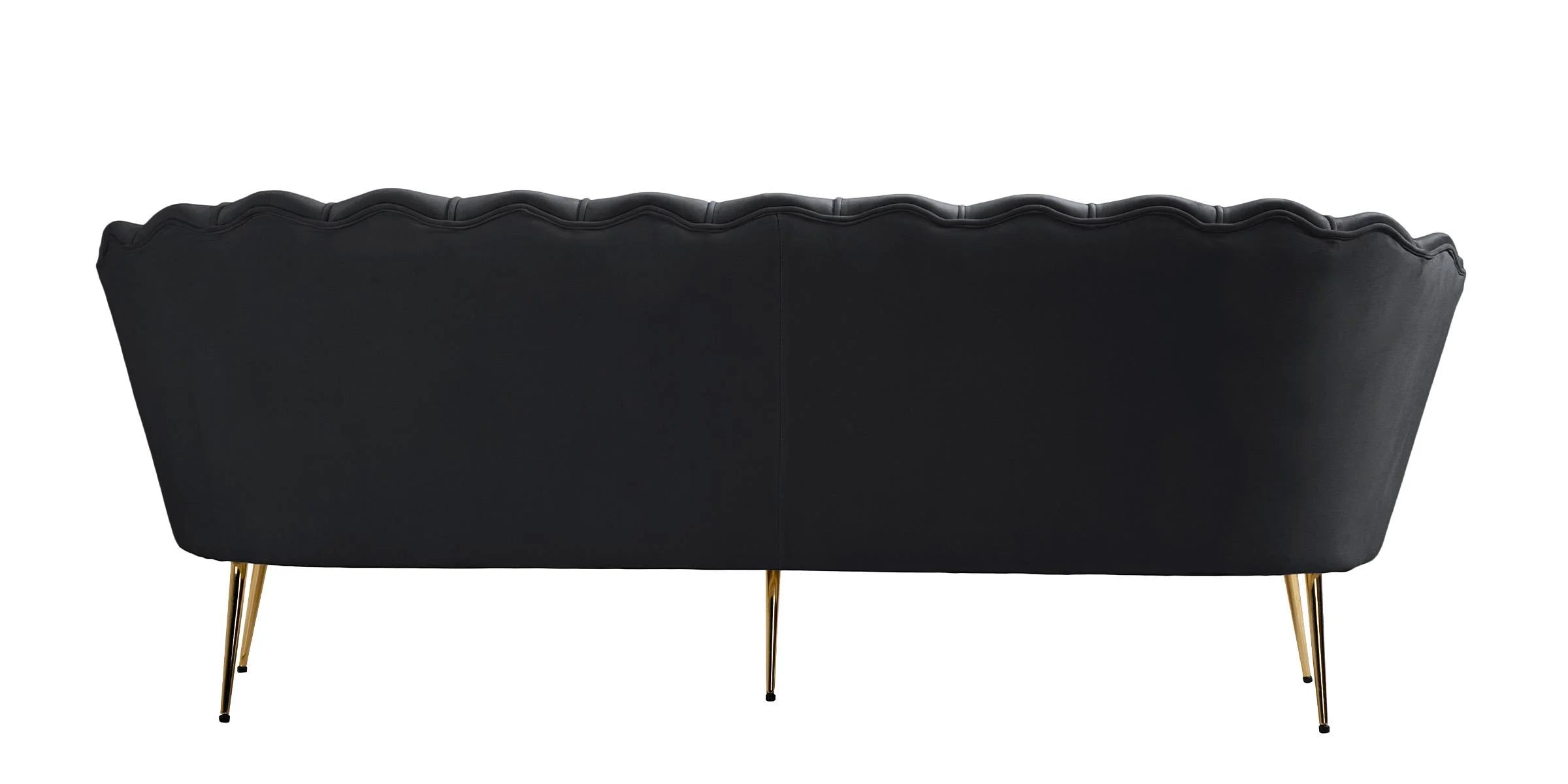 Black Velvet Channel Tufted Sofa F16524