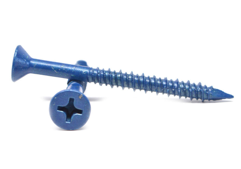 1/4x22 x 4x22 Concrete Screw Phillips Flat Head Low Carbon Steel Blue Polymer M82925