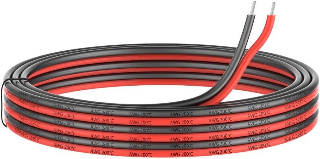 10 Gauge Silicone 2 Conductor Parallel Wire, 33ft, Red Black T8291