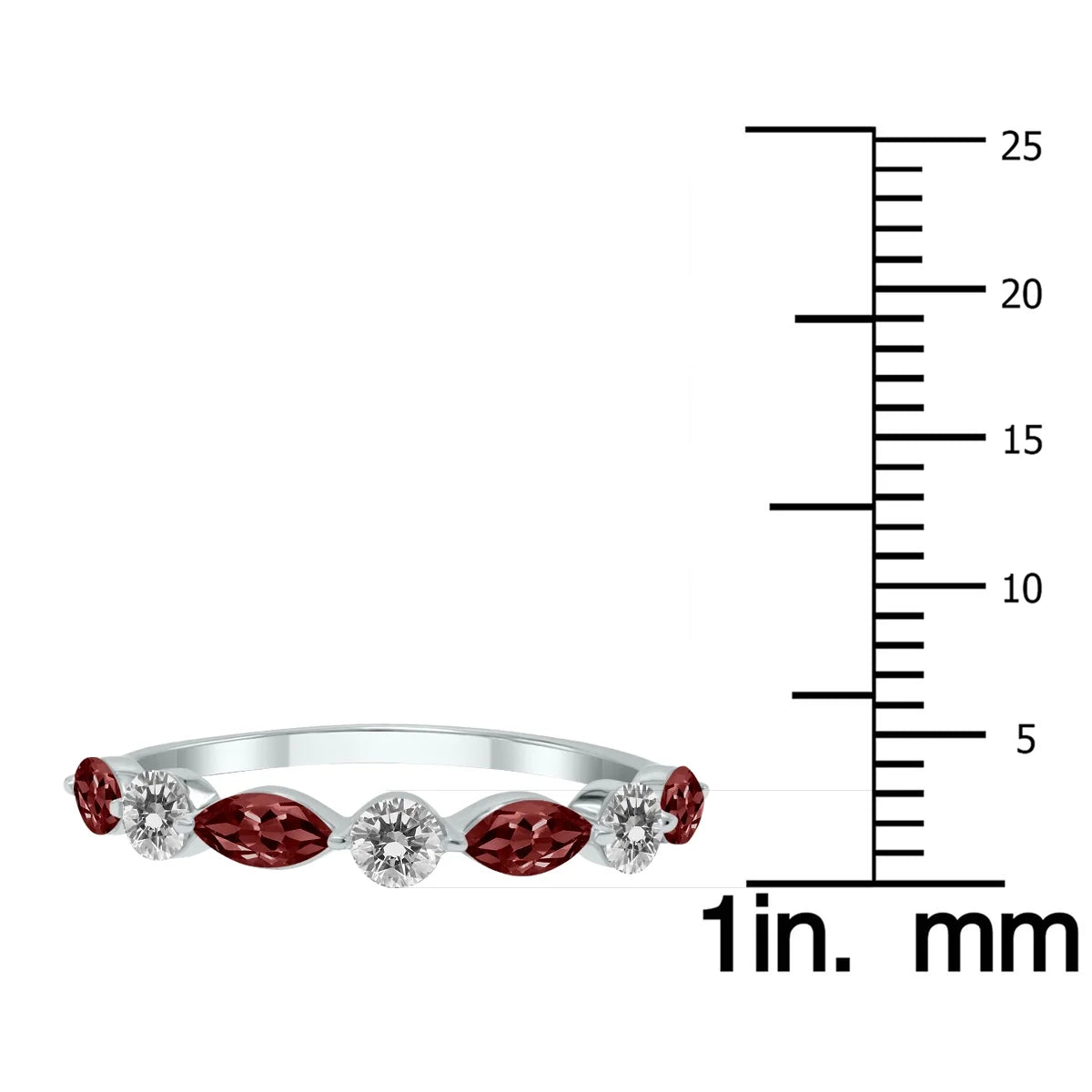 10K White Gold Marquise Garnet and Diamond Wedding Band W459795