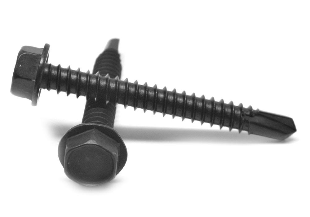 Self Drilling Screw Hex Washer Head Low Carbon Steel Black Oxide Pk 900 T33998