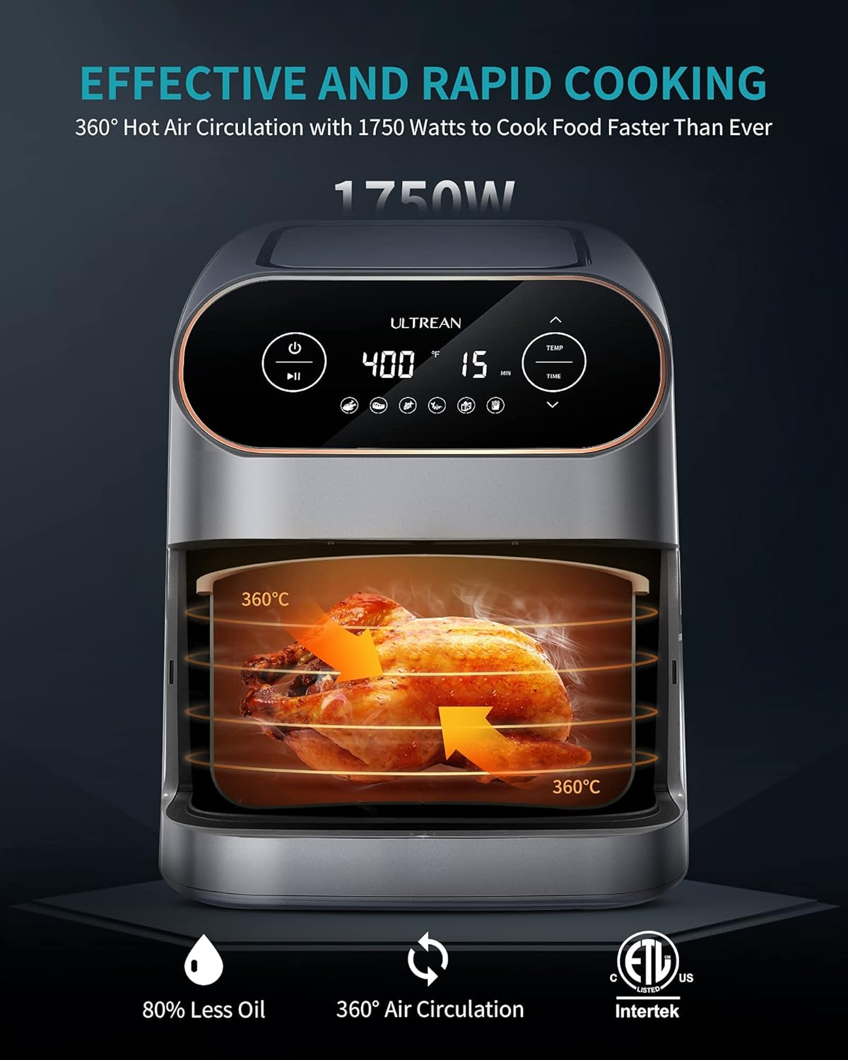 9 Quart 6-in-1 Electric Air Fryer Oven with Nonstick Basket H3566