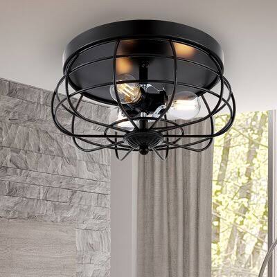 3-Light Caged Flush Mount Ceiling Light U20551