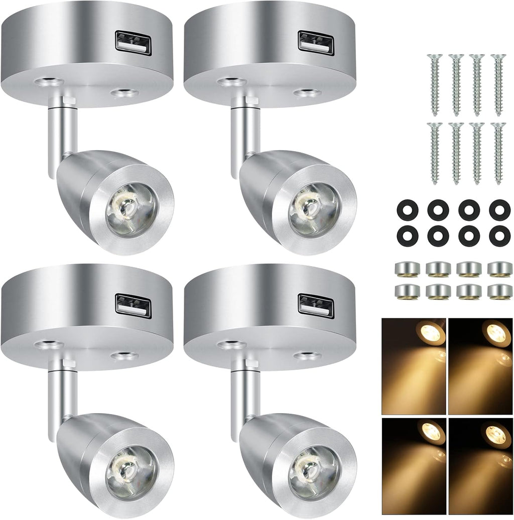 4PCS DC12-24V LED Aluminum Dimmable Warm White Reading Lamp Z118687