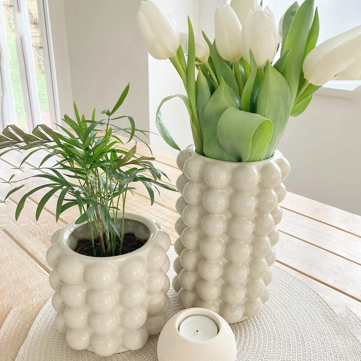 White Ceramic Vases, Set of 2 Y445687